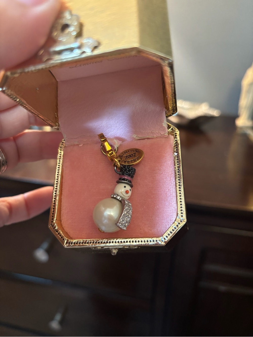 Juicy Couture White Pearl Snowman Charm with Gold Accents
